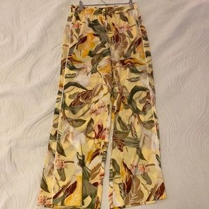 Floral silk wide leg pants